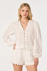 Leah Eyelet Tie-Front Top