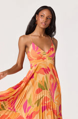 Blythe Floral Plisse Midi Dress