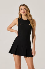 Sleeveless Pleated Skirt Mini Dress