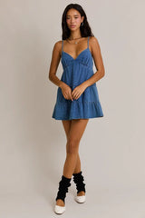 Ready to Charm Tiered Denim Mini Dress
