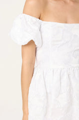 Off Shoulder Floral Jacquard Bubble Dress