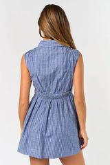 Porta Striped Button Front Mini Dress