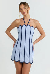 Lenny Scalloped Linen Halter Mini Dress
