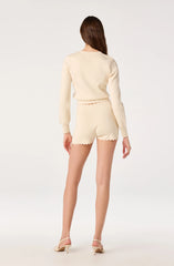 Scalloped Crewneck Cardigan