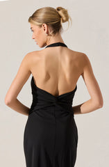 Zaira Ruched Halter Midi Dress