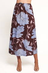Angie Midi Skirt - Blue Poppies