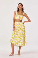 Myria Print Tie-Strap Cropped Bustier Top