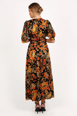 Nadalyn Midi Dress - Black/Multi