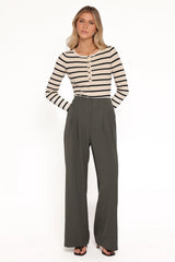 Hayden Pleated Wide Leg Pant - Dark Olive