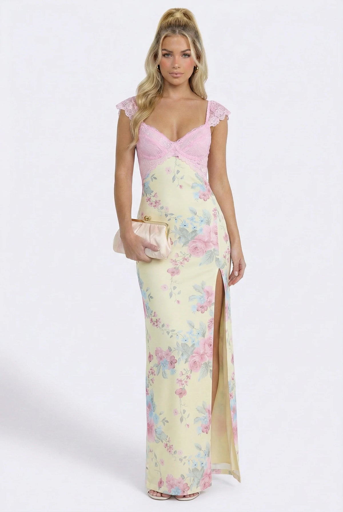 Sweet Tea Mesh Floral Maxi Dress