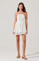 Deasia Strapless Eyelet Mini Dress