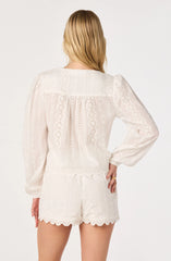 Leah Eyelet Tie-Front Top