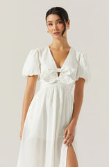 Citrine Linen Bow Front Midi Dress