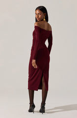 Lovinia Ruched Off Shoulder Midi Dress