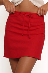 Sonni Linen Mini Skirt - Red
