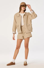 Beron Utility Jacket with Plaid Trim