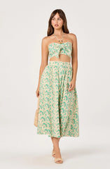 Keesha Button-Front Floral Midi Skirt