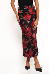 Evie Maxi Skirt - Black Floral