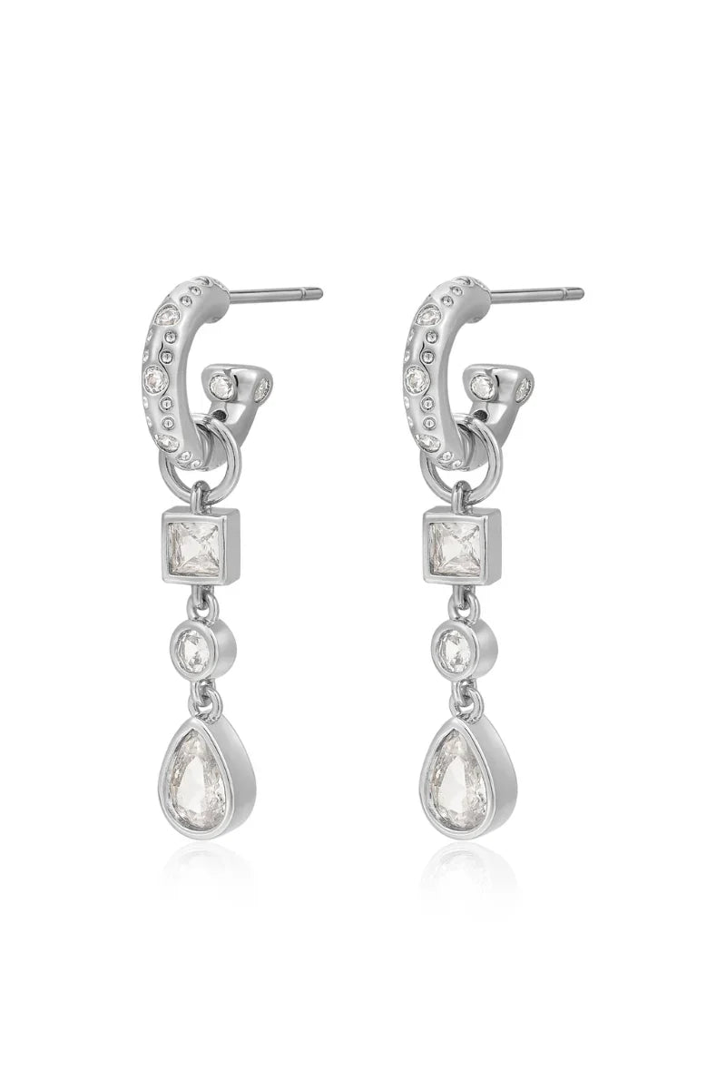 LUV AJ Bezel Stone Charm Huggies