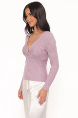 Demi Twist Detail Knit Top - Lavender