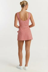 Gingham Charm Wrap Mini Dress