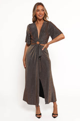 Blanca Cut Out Maxi Dress - Black/Rose Gold