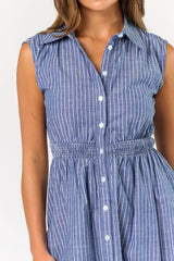 Porta Striped Button Front Mini Dress