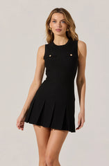 Sleeveless Pleated Skirt Mini Dress