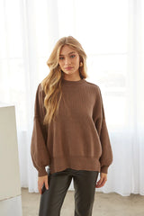 Phoebe Balloon Sleeve Sweater in Brown