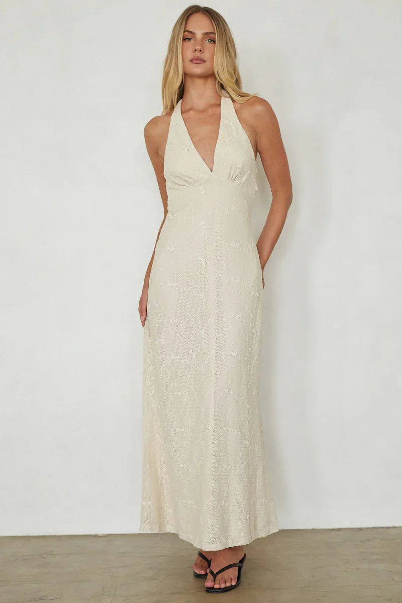 Savvy Halter Knit Maxi Dress