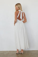 Natasha Eyelet Halter Midi Dress