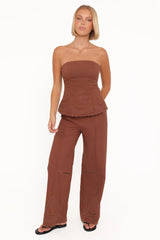 Benton Eyelet Strapless Top - Brown