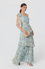 Tearra Floral One-Shoulder Tiered Maxi Dress