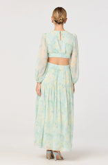 Klarissa Floral Cutout Balloon Sleeve Maxi Dress