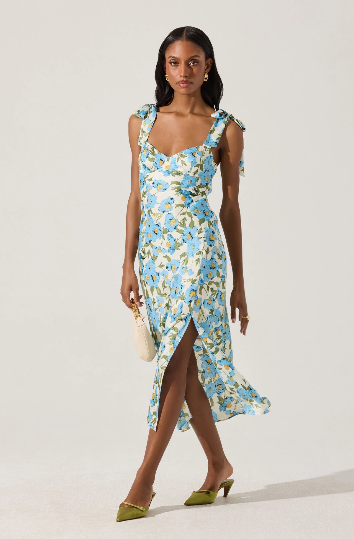 Sweetheart Bow Strap Midi Dress