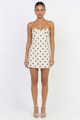 Soho Polka Dot Linen Romper Mini Dress