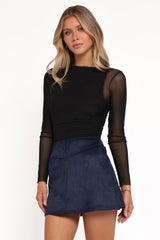 Aine Mesh Sleeve Bodysuit - Black