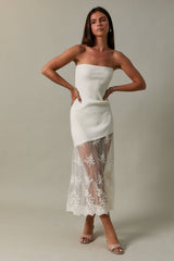Ivory Lace Hem Tube Dress
