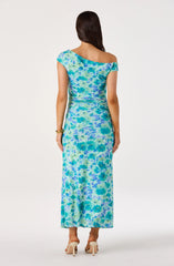 Off Shoulder Ruched Floral Maxi Dress