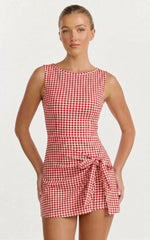 Gingham Charm Wrap Mini Dress