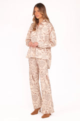 Rosalie Satin Pant - Brown Paisley