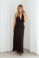Zafira Textured Halter Top - Black
