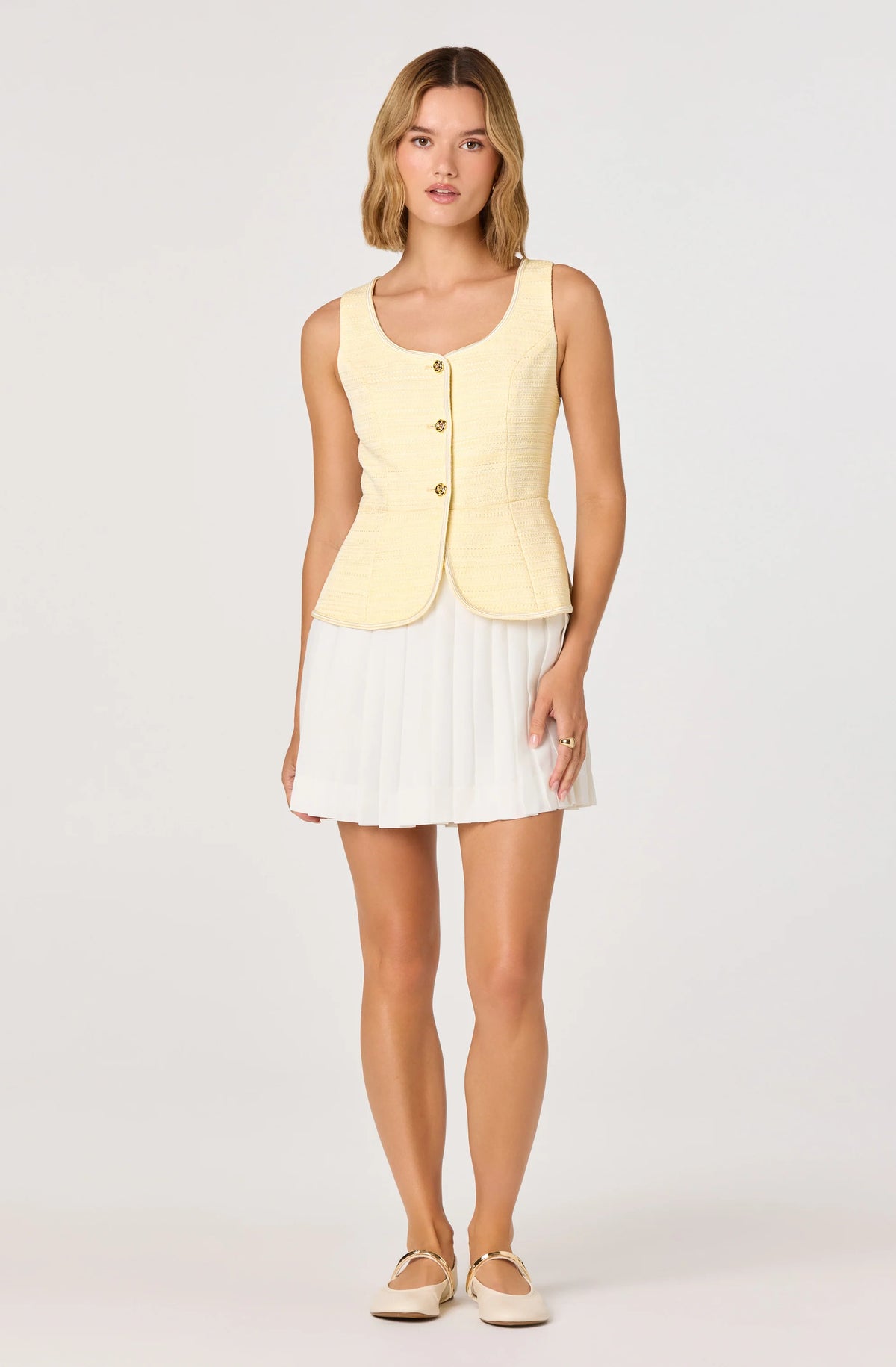 Sheridan Tweed Vest Mixed Media Mini Dress