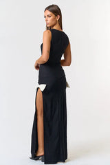Jana High Slit Bow Maxi Dress