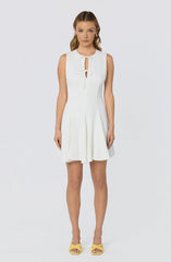 Tristan V-neck Self-Tie Godet Mini Dress