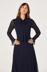 Tie Neck Midi Dress