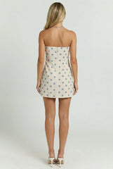 Soho Polka Dot Linen Romper Mini Dress