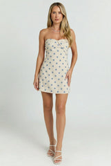 Soho Polka Dot Linen Romper Mini Dress