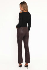 Kalindi Coated Cropped Bootcut Jean - Espresso