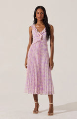 Floral Ruffle Pleated Midi Dress